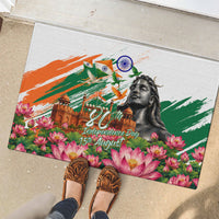 India 80th Independence Day Rubber Doormat Ashoka Chakra Lotus Landmarks Shiva