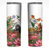 India 80th Independence Day Skinny Tumbler Ashoka Chakra Lotus Landmarks Shiva