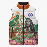 India 80th Independence Day Sleeveless Puffer Jacket Ashoka Chakra Lotus Landmarks Shiva