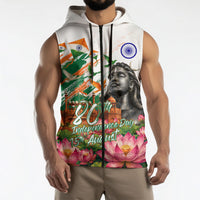 India 80th Independence Day Sleeveless Zip Hoodie Ashoka Chakra Lotus Landmarks Shiva