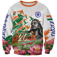India 80th Independence Day Sweatshirt Ashoka Chakra Lotus Landmarks Shiva