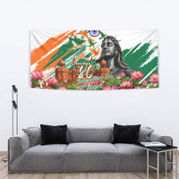 India 80th Independence Day Tapestry Ashoka Chakra Lotus Landmarks Shiva