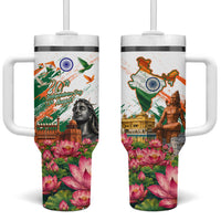 India 80th Independence Day Tumbler With Handle Ashoka Chakra Lotus Landmarks Shiva