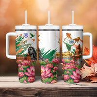 India 80th Independence Day Tumbler With Handle Ashoka Chakra Lotus Landmarks Shiva
