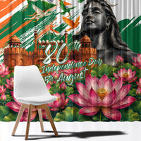 India 80th Independence Day Window Curtain Ashoka Chakra Lotus Landmarks Shiva