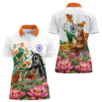 India 80th Independence Day Women Polo Shirt Ashoka Chakra Lotus Landmarks Shiva
