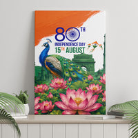 India 80th Independence Day Canvas Wall Art India Gate Peacock Lotus Heritage Landmarks
