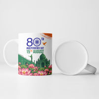 India 80th Independence Day Ceramic Mug India Gate Peacock Lotus Heritage Landmarks