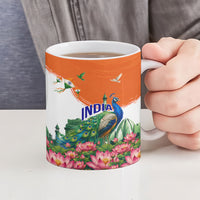 India 80th Independence Day Ceramic Mug India Gate Peacock Lotus Heritage Landmarks