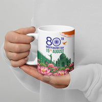 India 80th Independence Day Ceramic Mug India Gate Peacock Lotus Heritage Landmarks