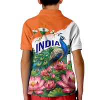 India 80th Independence Day Kid Polo Shirt India Gate Peacock Lotus Heritage Landmarks