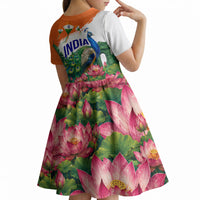 India 80th Independence Day Kid Short Sleeve Dress India Gate Peacock Lotus Heritage Landmarks