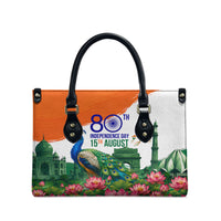 India 80th Independence Day Leather Bag India Gate Peacock Lotus Heritage Landmarks