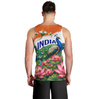 India 80th Independence Day Men Tank Top India Gate Peacock Lotus Heritage Landmarks