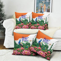 India 80th Independence Day Pillow Cover India Gate Peacock Lotus Heritage Landmarks