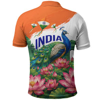 India 80th Independence Day Polo Shirt India Gate Peacock Lotus Heritage Landmarks