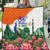 India 80th Independence Day Quilt India Gate Peacock Lotus Heritage Landmarks
