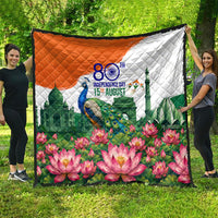 India 80th Independence Day Quilt India Gate Peacock Lotus Heritage Landmarks
