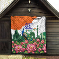 India 80th Independence Day Quilt India Gate Peacock Lotus Heritage Landmarks