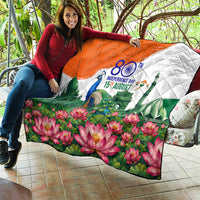 India 80th Independence Day Quilt India Gate Peacock Lotus Heritage Landmarks