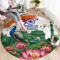 India 80th Independence Day Round Carpet India Gate Peacock Lotus Heritage Landmarks