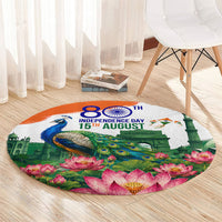 India 80th Independence Day Round Carpet India Gate Peacock Lotus Heritage Landmarks
