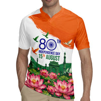India 80th Independence Day Rugby Jersey India Gate Peacock Lotus Heritage Landmarks