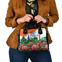 India 80th Independence Day Shoulder Handbag India Gate Peacock Lotus Heritage Landmarks