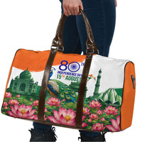 India 80th Independence Day Travel Bag India Gate Peacock Lotus Heritage Landmarks