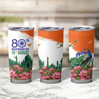 India 80th Independence Day Tumbler Cup India Gate Peacock Lotus Heritage Landmarks