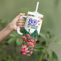 India 80th Independence Day Tumbler With Handle India Gate Peacock Lotus Heritage Landmarks