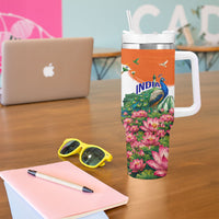 India 80th Independence Day Tumbler With Handle India Gate Peacock Lotus Heritage Landmarks
