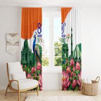India 80th Independence Day Window Curtain India Gate Peacock Lotus Heritage Landmarks