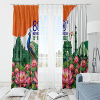 India 80th Independence Day Window Curtain India Gate Peacock Lotus Heritage Landmarks
