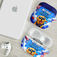 My Dog Is A Democrat Golden Retriever AirPods Case Patriotic American Fireworks Cute Cartoon Dog