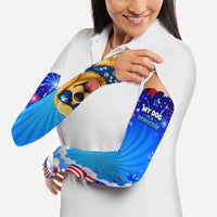 My Dog Is A Democrat Golden Retriever Arm Sleeves Patriotic American Fireworks Cute Cartoon Dog