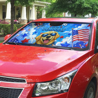 My Dog Is A Democrat Golden Retriever Auto Sun Shade Patriotic American Fireworks Cute Cartoon Dog