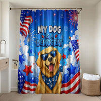 My Dog Is A Democrat Golden Retriever Bathroom Set Patriotic American Fireworks Cute Cartoon Dog