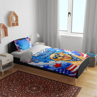 My Dog Is A Democrat Golden Retriever Bedding Set Patriotic American Fireworks Cute Cartoon Dog