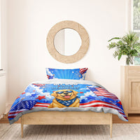 My Dog Is A Democrat Golden Retriever Bedding Set Patriotic American Fireworks Cute Cartoon Dog
