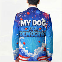 My Dog Is A Democrat Golden Retriever Blazer Patriotic American Fireworks Cute Cartoon Dog