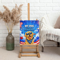 My Dog Is A Democrat Golden Retriever Canvas Wall Art Patriotic American Fireworks Cute Cartoon Dog
