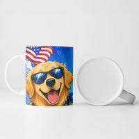 My Dog Is A Democrat Golden Retriever Ceramic Mug Patriotic American Fireworks Cute Cartoon Dog