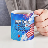 My Dog Is A Democrat Golden Retriever Ceramic Mug Patriotic American Fireworks Cute Cartoon Dog