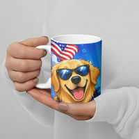 My Dog Is A Democrat Golden Retriever Ceramic Mug Patriotic American Fireworks Cute Cartoon Dog