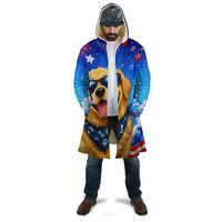 My Dog Is A Democrat Golden Retriever Cloak Patriotic American Fireworks Cute Cartoon Dog