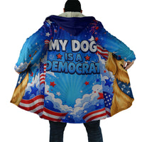 My Dog Is A Democrat Golden Retriever Cloak Patriotic American Fireworks Cute Cartoon Dog