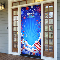 My Dog Is A Democrat Golden Retriever Door Cover Patriotic American Fireworks Cute Cartoon Dog