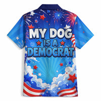 My Dog Is A Democrat Golden Retriever Hawaiian Shirt Patriotic American Fireworks Cute Cartoon Dog