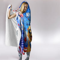 My Dog Is A Democrat Golden Retriever Hooded Blanket Patriotic American Fireworks Cute Cartoon Dog